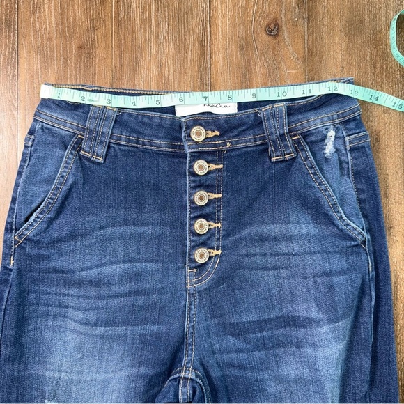 KanCan High-Rise Super Flare Jeans Button Raw Hem dark blue - Picture 4 of 10